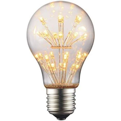 Bombilla LED decorativa retro de fuegos artificiales A19 Starry Sky Edison, 3 vatios, amarillo cálido 2200 K