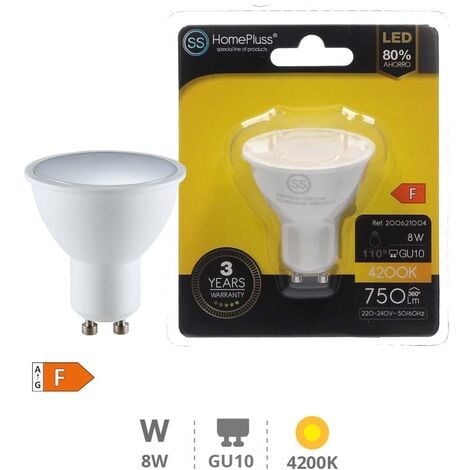 HOMEPLUSS Bombilla LED dicroica 8W GU10 4200K - 12u caja exp