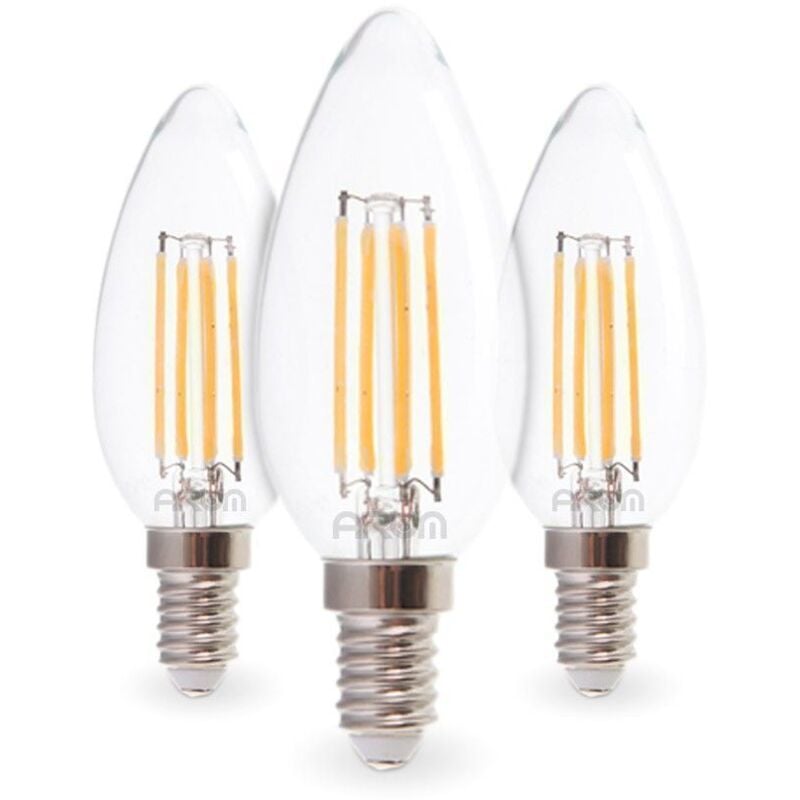 

Conjunto de 3 bombillas LED E14 4W Eq 40W Filamento | Temperatura de color: Blanco cálido 2700K