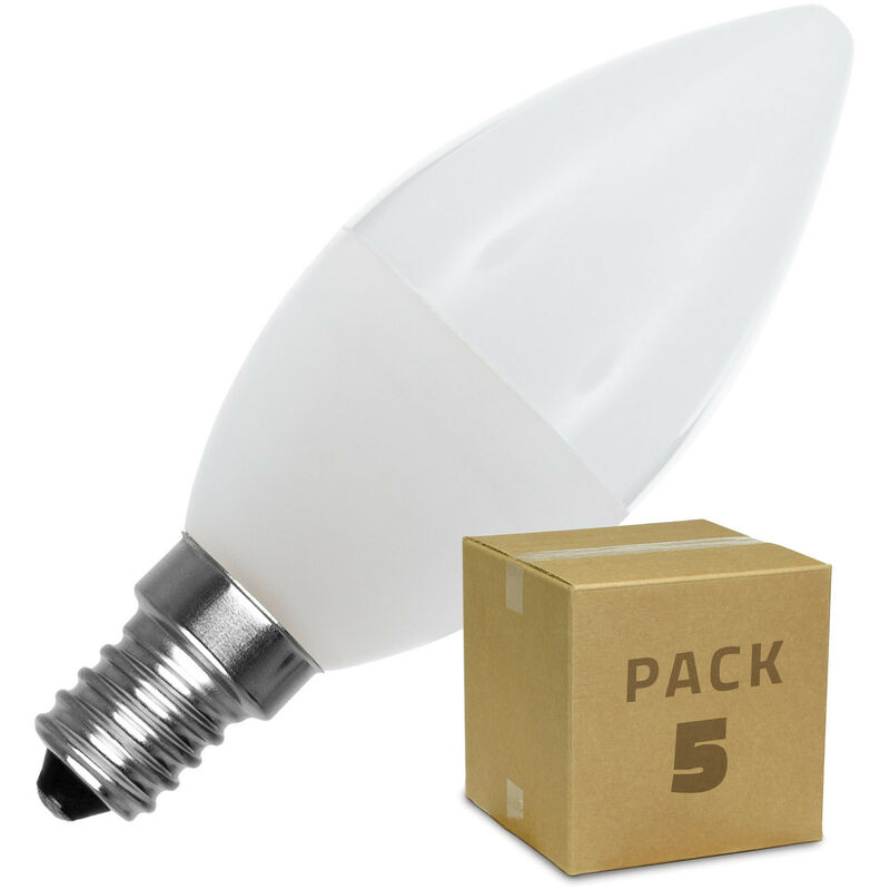 

Pack Bombillas LED E14 Casquillo Fino C37 5W (5 un) Blanco Frío 6000K - 6500K . - Blanco Frío 6000K - 6500K