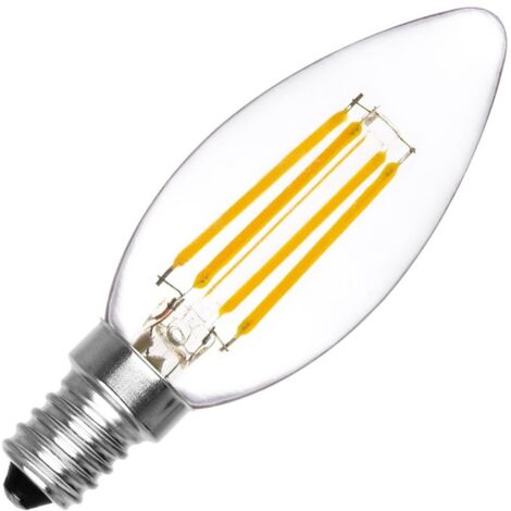 Bombilla LED E14 Casquillo Fino Filamento C35 Vela 4W Blanco Cálido 2000K - 2500K