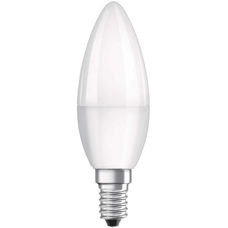 Bombilla LED E14 de llama escarchada, 4,9 W, blanco cálido.