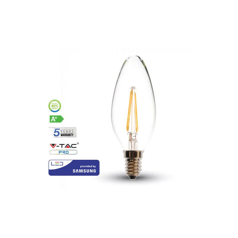 

V-tac - Bombilla LED E14 Filamento Samsung Vela C37 4W 2700K