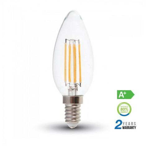 Bombilla LED E14 filamento vela 6W 300º