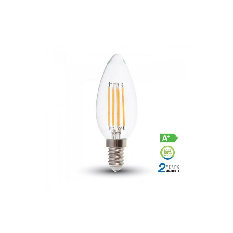 

V-tac - Bombilla LED E14 filamento vela 6W 300º Temperatura de color - 4000K Blanco natural