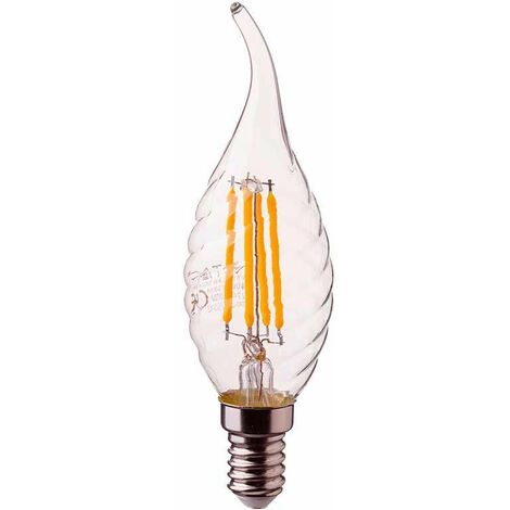 Bombilla LED E14 Regulable Filamento vela efecto llama rizada 4W