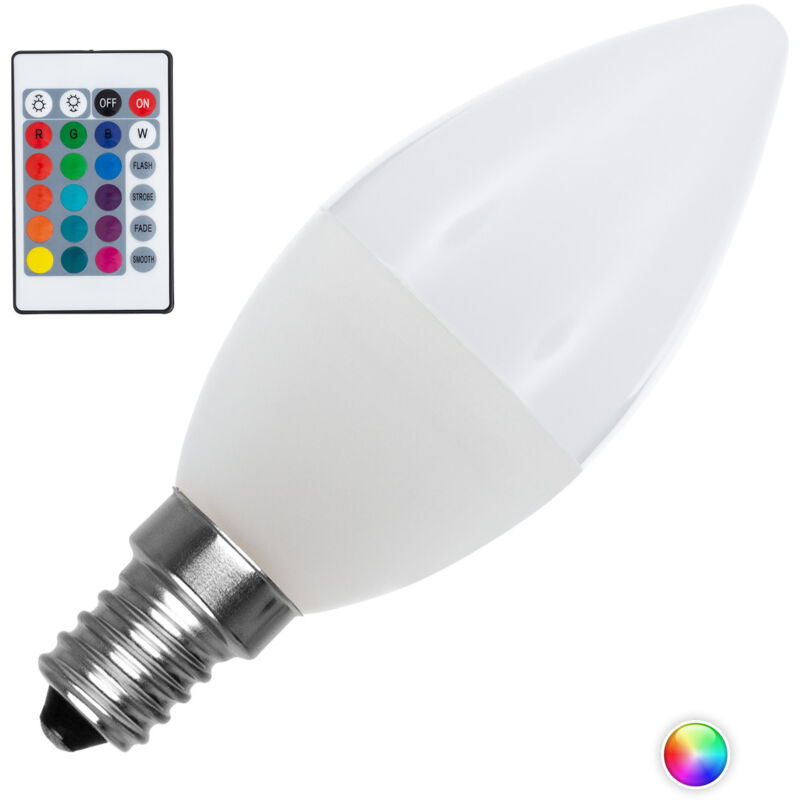 

Bombilla LED E14 Casquillo Fino RGBW Regulable C37 4.5W RGBW - RGBW