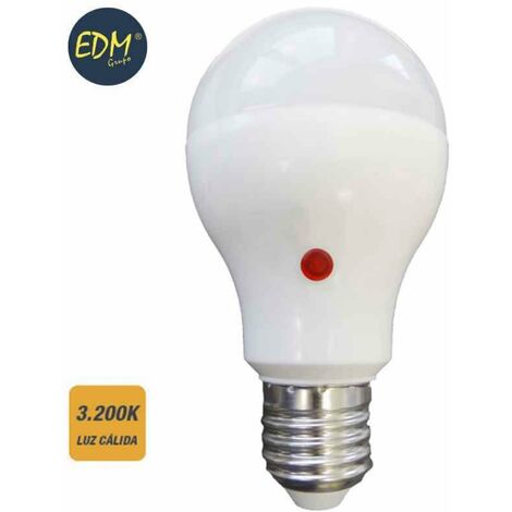 BOMBILLA LED E27 10W CON SENSOR 3200K LUZ CALIDA