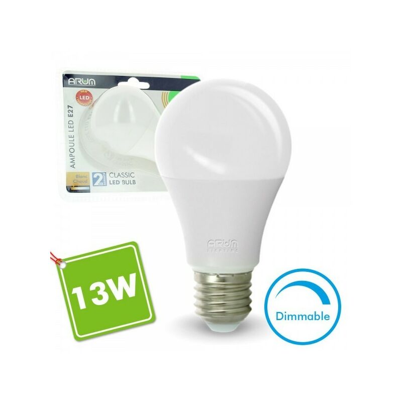 

Bombilla LED E27 13W regulable Eq 75W | Temperatura de color: Blanco cálido 2700K