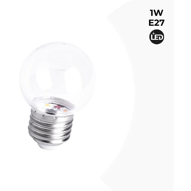 

Bombilla LED E27 1W Transparente | Blanco Cálido