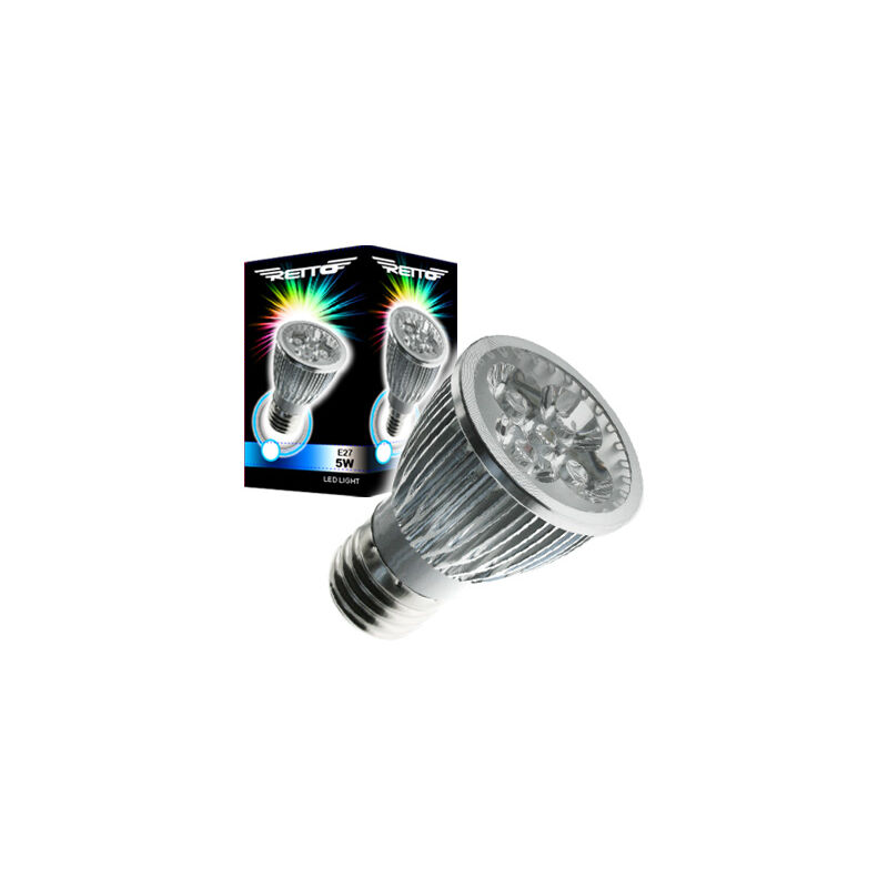 

Bombilla led e27 5w dicroica luz calida 220v 480lumens luz color 4000k - Retto