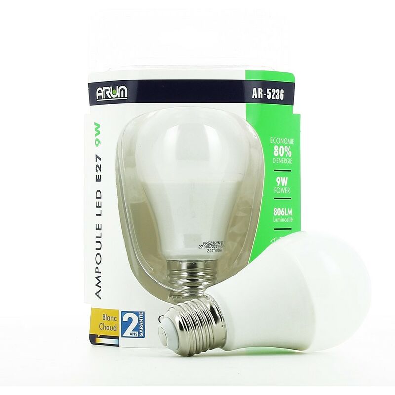 

Bombilla LED E27 9W Temperatura de color: Blanco cálido 2700K - Arum Lighting
