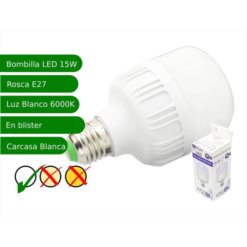 

Bombilla LED 15W rosca E27 luz 6000ºK blanco frio - Jandei
