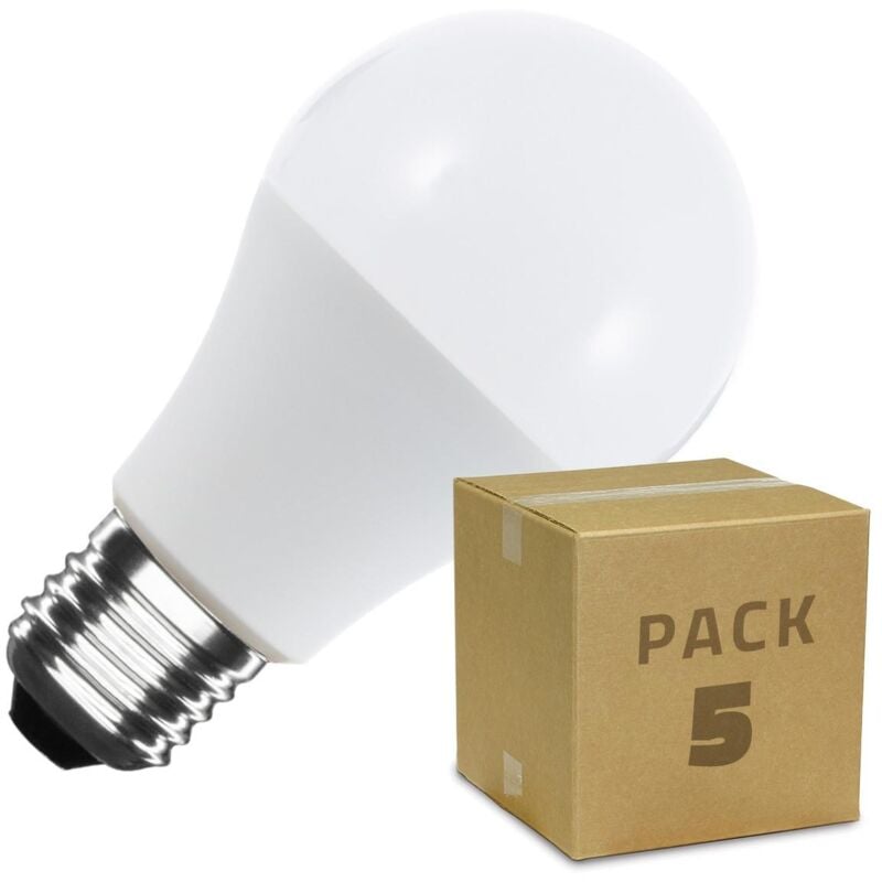 

Pack Bombillas LED E27 Casquillo Gordo A60 5W (5 un) Blanco Frío 6000K - 6500K . - Blanco Frío 6000K - 6500K