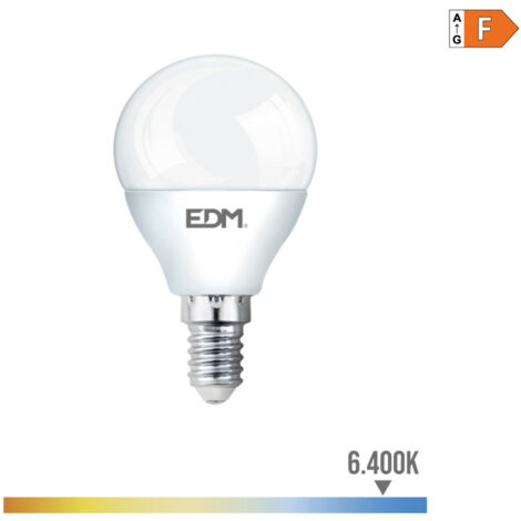 Bombilla LED EDM Esférica E14 7W 600lm 6400K Luz Fría Ø4,5x8cm
