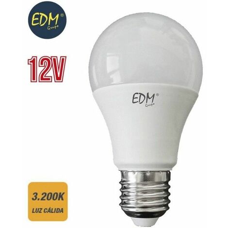 Bombilla LED EDM Estándar 12V AC/DC E27 10W 1020lm 3200K Luz Cálida Ø6x11cm