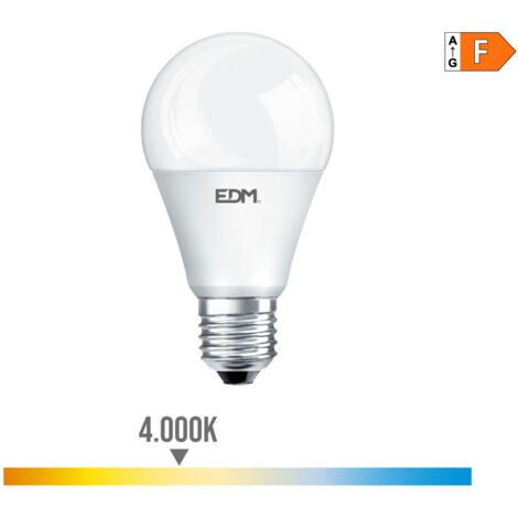 Bombilla LED EDM Estándar E27 7W 600lm 4000K Luz Día Ø6x10,8cm