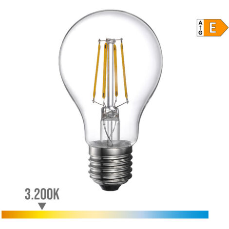Bombilla LED EDM Filamento Estándar E27 4W 500lm 3200K Luz Cálida Ø6x10,6cm