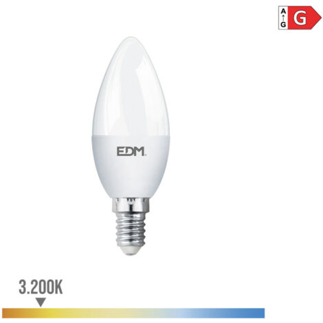 Bombilla LED EDM Vela E14 5W 400lm 3200K Luz Cálida Ø3,5x10cm
