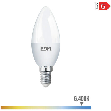Bombilla LED EDM Vela E14 5W 400lm 6400K Luz Fría Ø3,5x10cm