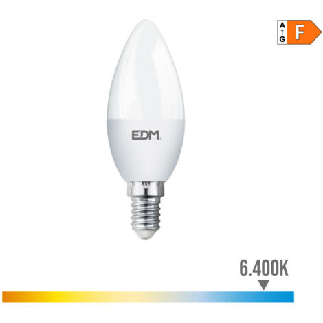 Bombilla LED EDM Vela E14 7W 600lm 6400K Luz Fría Ø3,5x10,7cm