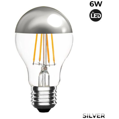 Bombilla Led Efecto Espejo Plateada E27 6W - Blanco Cálido