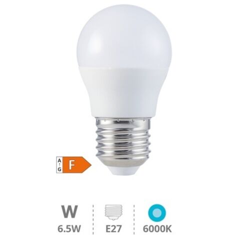 Bombilla LED esférica G45 6,5W E27 6000K