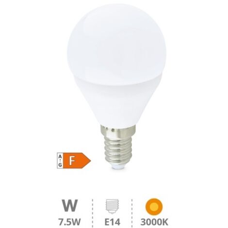 Bombilla LED esférica G45 E14 7,5W 3000K 650 lm 200 grados
