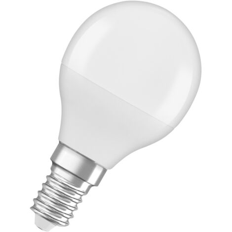 Bombilla LED esmerilada de esfera E14, 4,9 W, blanco cálido.