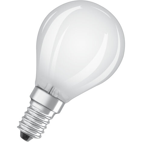 Bombilla LED esmerilada de esfera E14, 4W, blanco cálido.