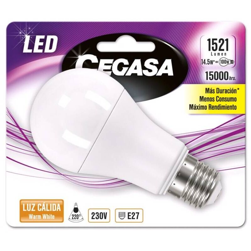 

Bombilla Led Estándar E27 14W-100W Luz Cálida - Cegasa