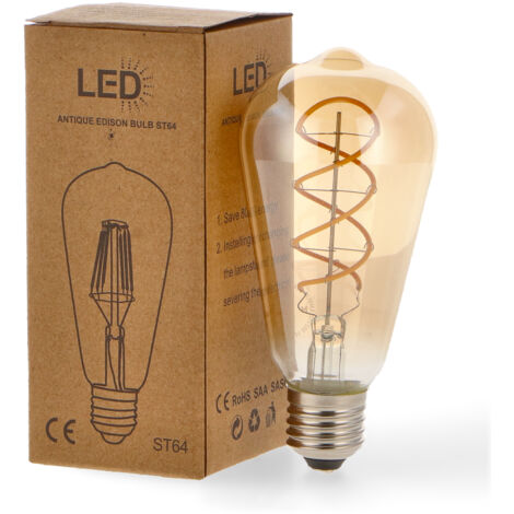 Bombilla LED Filamento Espiral E27 ST64 4W Ambre - Ledme - LM8571