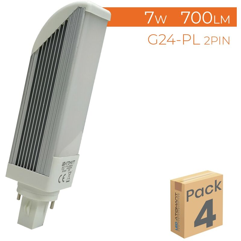 

Bombilla LED G24-PL 7W 700LM (2 pin) | Blanco Cálido 3000K - Pack 4 Uds. - Blanco Cálido 3000K