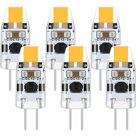 Bombilla LED G4 de 2 W, paquete de 6, bombilla G4 de 12 V, blanco cálido de 3000 K, equivalente a una bombilla halógena G4 de 15 W, bombilla halógena LED de 200 LM, LED G4 regulable, ángulo de haz de 