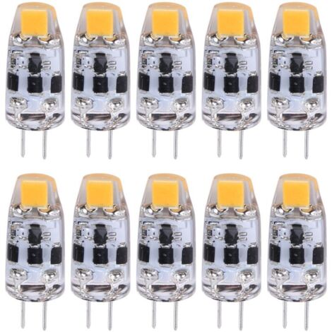 Bombilla LED G4 de 2W, equivalente a una halógena de 20W, luz blanca cálida, 12V-24V CA/CC, paquete de 10 unidades.