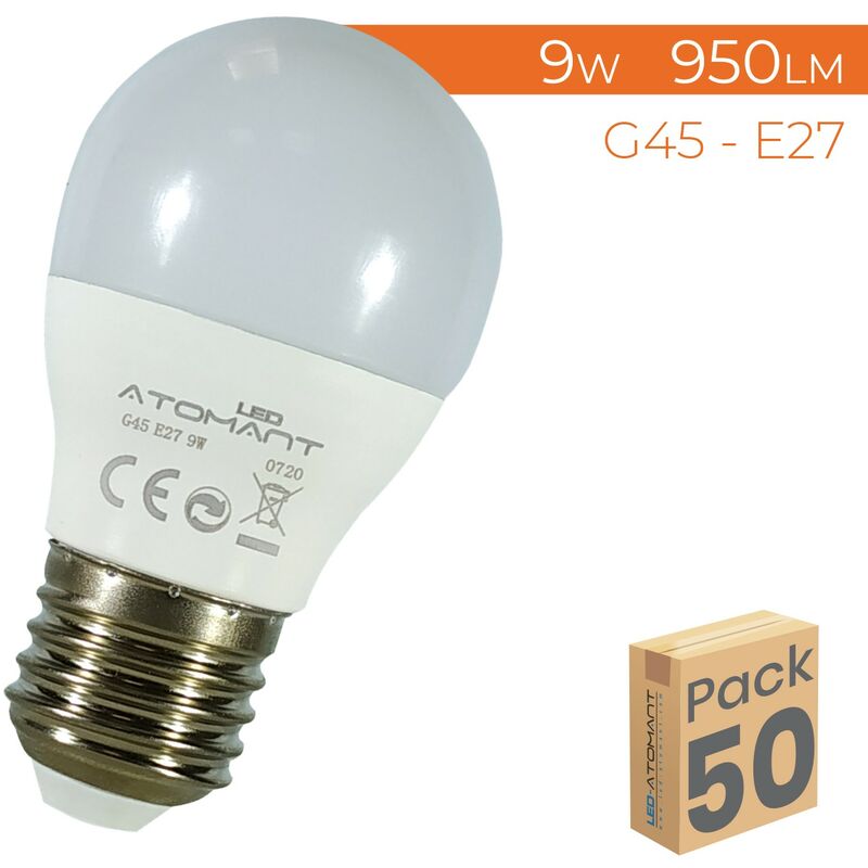 

Bombilla LED G45 E27 9W 950LM | Blanco Cálido 3000K - Pack 50 Uds. - Blanco Cálido 3000K