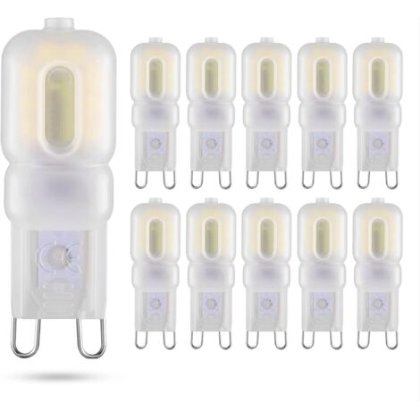 Bombilla LED G9 3W equivalente a 20、Lámpara halógena de 25 W, paquete de 10, T4, G9, 220 V, casquillo G9, luz blanca de 6000 K