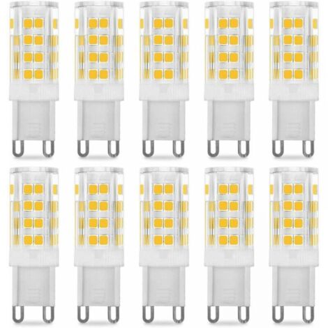 Bombilla LED G9 de 5 W, equivalente a 40 W, luz cálida de 3000 K, 220-240 V, ángulo de haz de 360°, paquete de 10