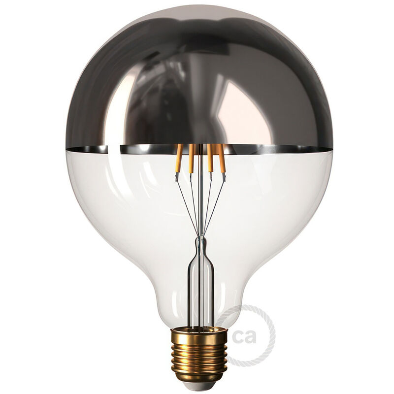 

Bombilla LED Globo G125 media esfera plata 7W E27 2700K Dimmable