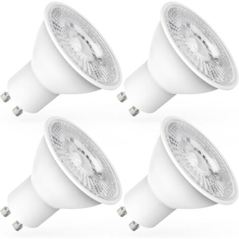 Bombilla LED GU10, 5 W equivalente a 60 W, 600 lm, blanco frío 6000 K, haz ancho de 120°, foco LED, paquete de 4 [Clase energética E]