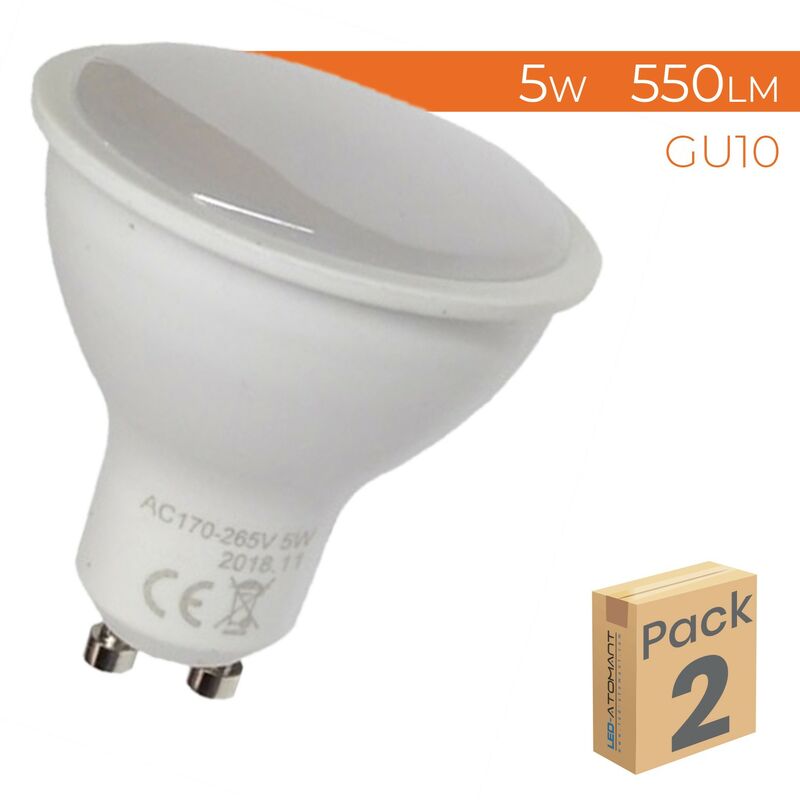 

Led Atomant Sl - Bombilla LED GU10 5W 550LM 120º | Blanco Frío 6500K - Pack 2 Uds. - Blanco Frío 6500K