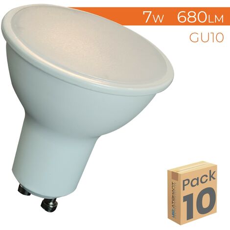 Bombilla LED GU10 7W 680LM 120º Regulable  Blanco Neutro 4500K - Pack 10 Ud.