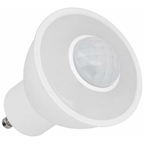 Bombilla LED GU10 con sensor de movimiento PIR, 6W, Blanco cálido