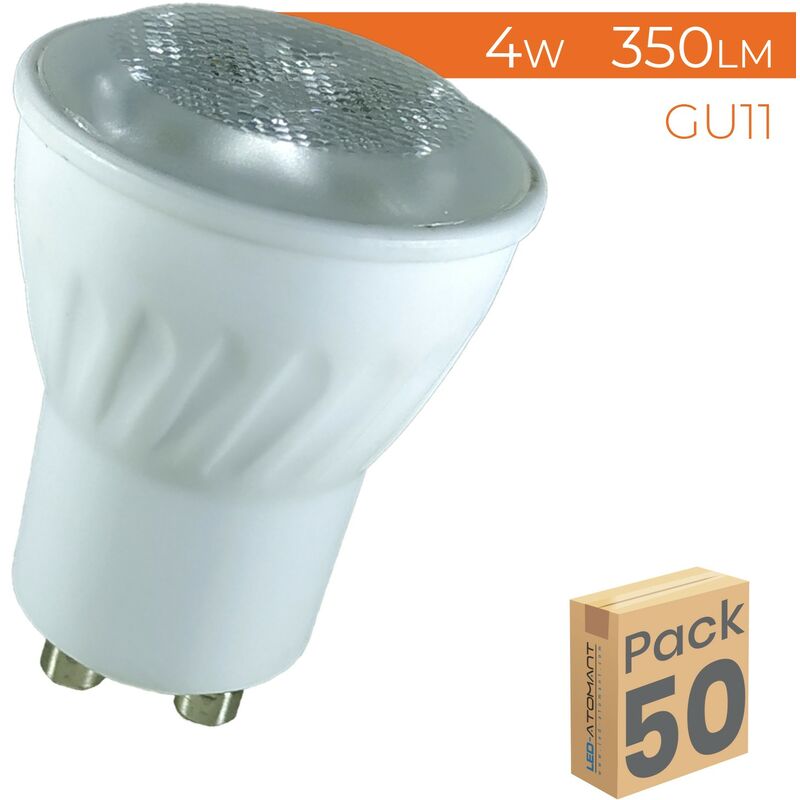 

Led Atomant Sl - Bombilla LED GU11 4W 350LM 38º | Blanco Cálido 3000K - Pack 50 Uds. - Blanco Cálido 3000K