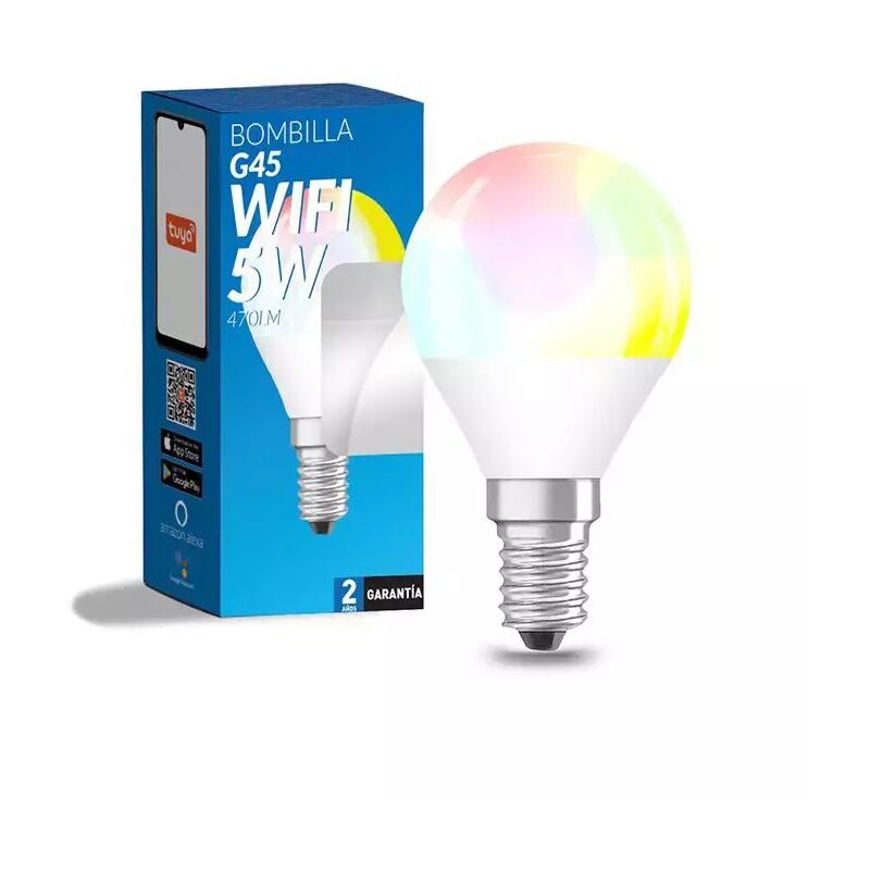 

Bombilla LED Inteligente Smart G45 E14 Dimable CCT+RGB 6W WiFi Compatible con Alexa y Google Home RGB+3000+4000+6000 | IluminaShop