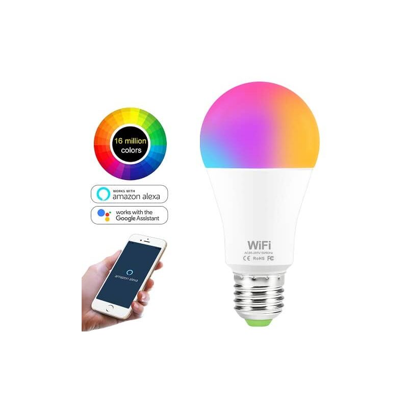 

Oemn - Bombilla LED inteligente WIFI RGB E27 Multicolor 10W