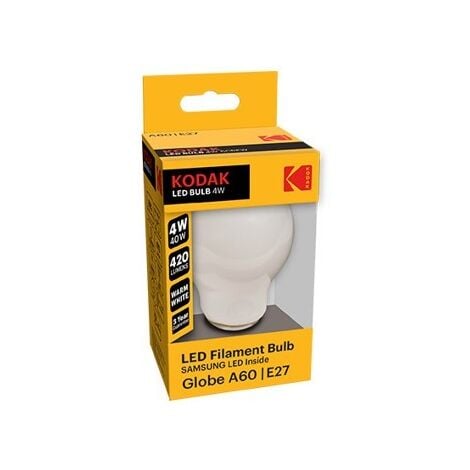 Bombilla led kodak filamento opalo esferica a60 -  e27 -  420lm -  calido 3000k -  4w 40w -  no regulable