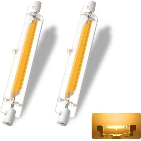 Bombilla LED KZQ R7S de 118 mm, regulable, 20 W, COB de alto lúmenes, reemplaza a lámpara halógena, blanco cálido 3000 K, 2000 LM, ángulo de haz de 360°, paquete de 2