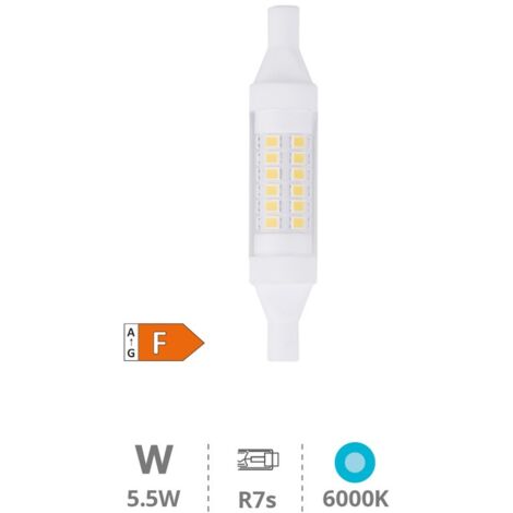 Bombilla LED lineal R7s 360º 78mm 6W 600lm 6000K GSC 2004820