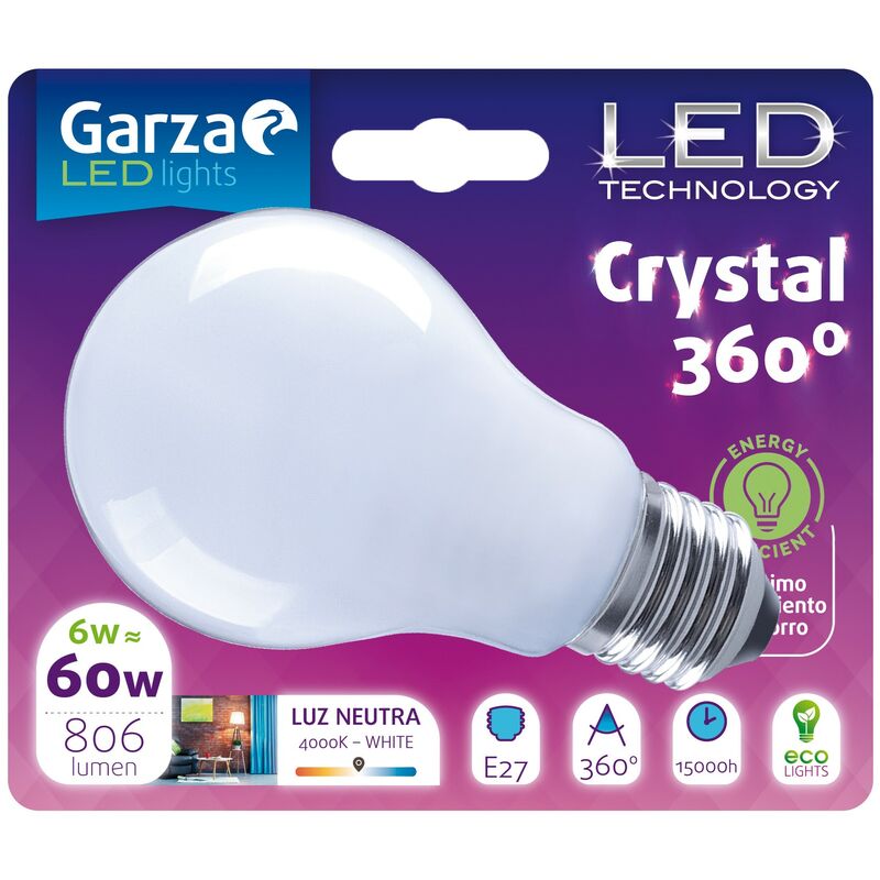 

Bombilla LED Opal Estándar 6W, 806 lumenes, E27, 360º, Luz Neutra (equivale a 60W)